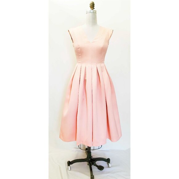 $1600 NWT Escada Womens Peach Pink Satin Fit & Flare Pleated Domera Dress 32 XS - Picture 10 of 12
